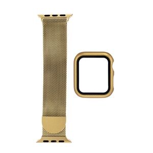 NEW Sol-light Apple Compatible 40mm Gold Mesh Smart Watchband & Bumper Set